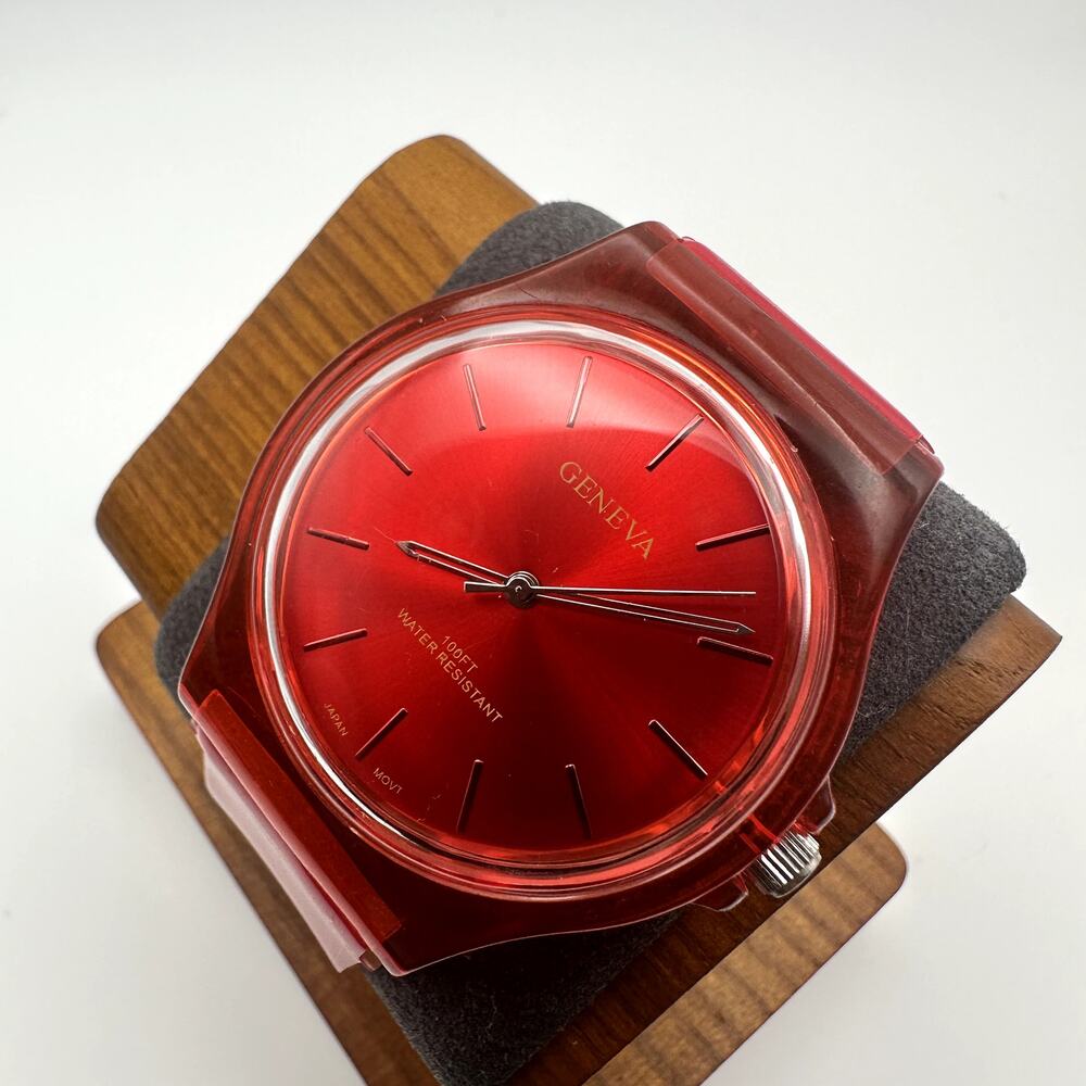 Geneva SW-202 Red Translucent Quartz Watch Red Strap
